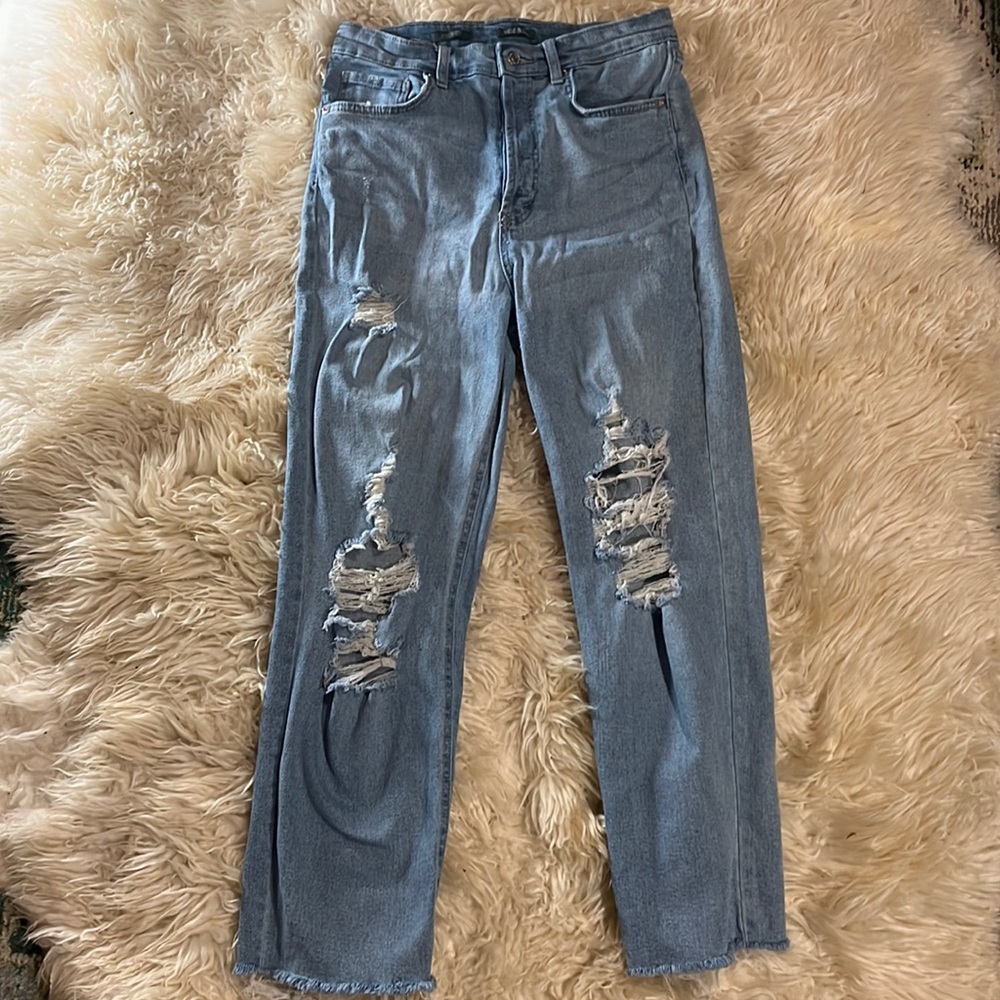wild fable highest rise straight leg distressed light-wash jeans. Size 10